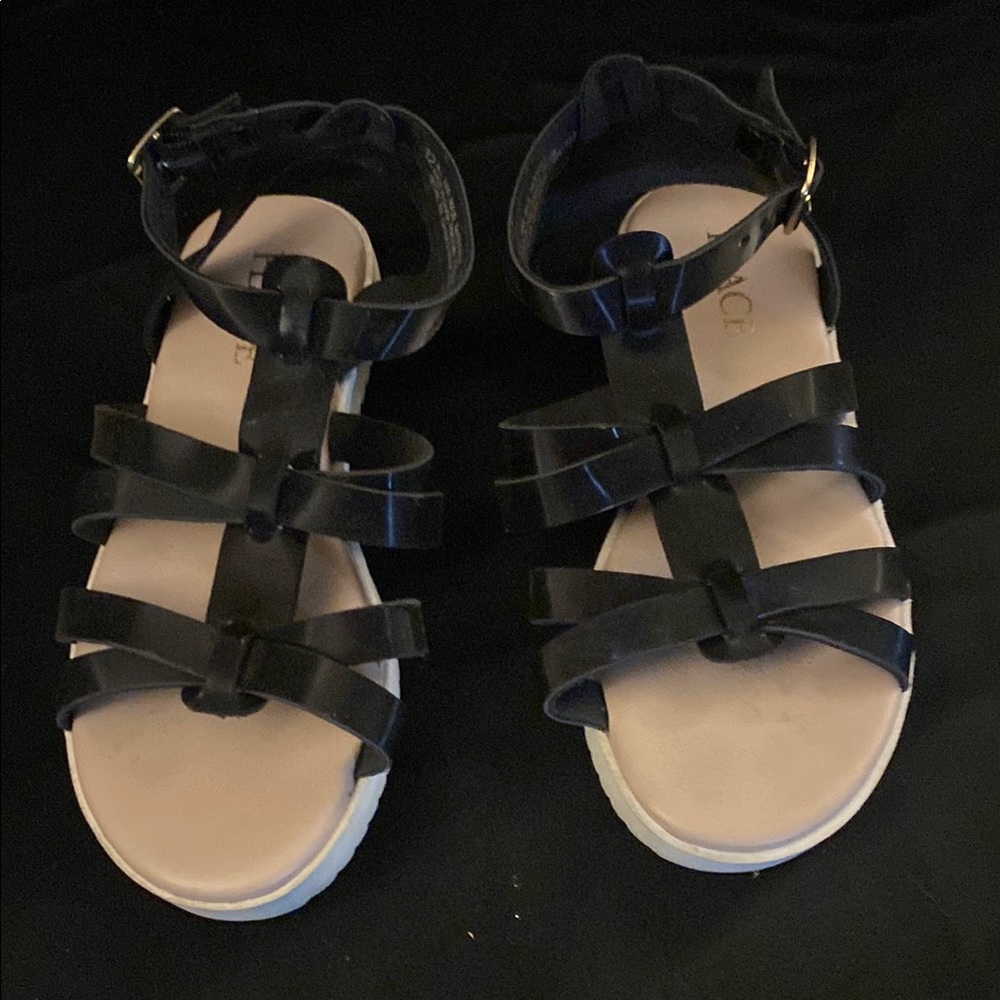 Place Black Bow Accent Sandals